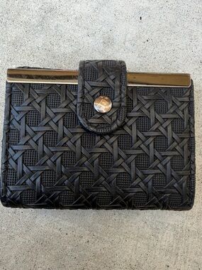 Black Woven Women's Wallet with Gold-Tone Accent